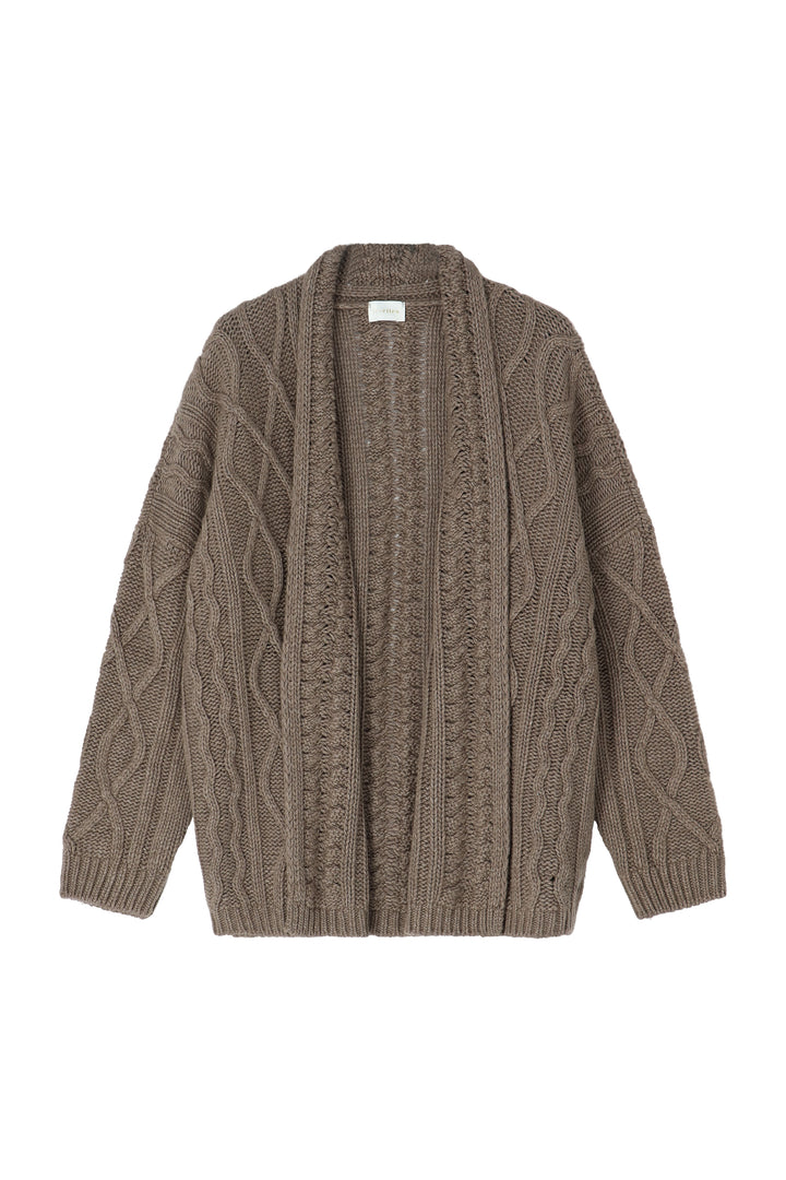 Alix Vest met kabels cashmere taupe