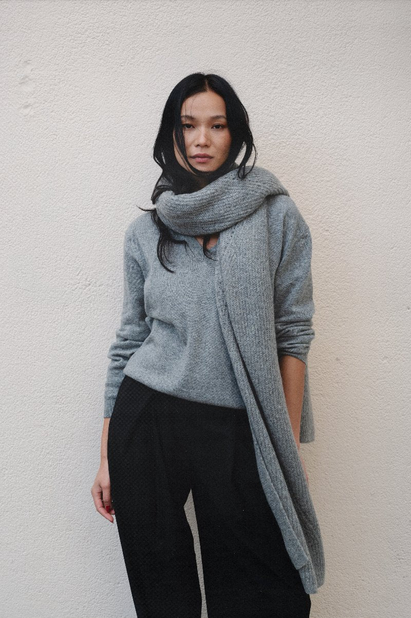 Manon pull V-hals grey cashmere